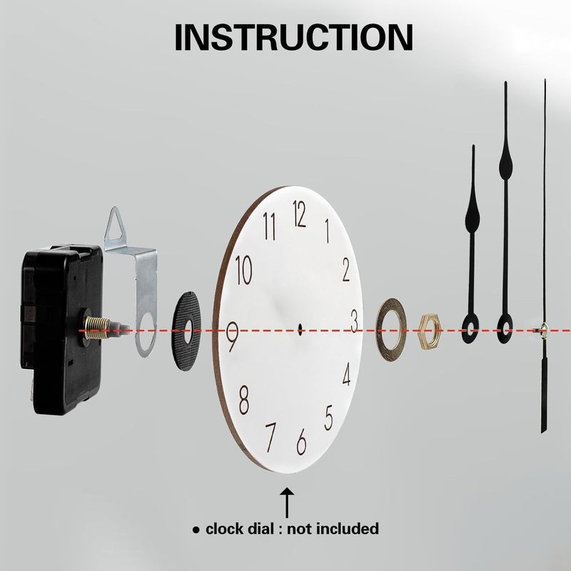 Timelike Silent Quartz DIY Wall Clock Movement Non-Ticking Repair Parts Replacement Kit Including 4 Pairs Hour Hands and Minute Hands 2 Second Hands - Image 3